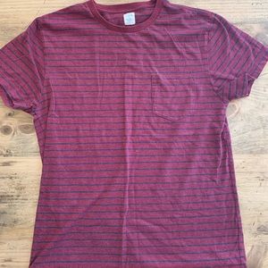 Jcrew Burgandy and Navy striped pocket T-shirt